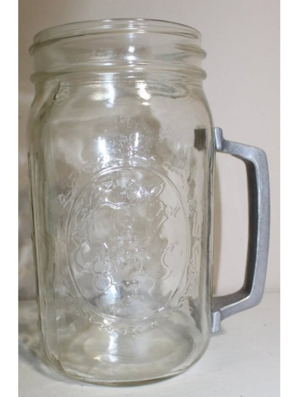 Vintage Golden Harvest Glass Mason Jar Mug with Metal Handle